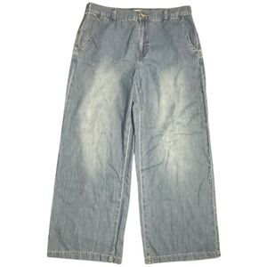 Roxy Wide Leg Denim Pants XL Light Blue Faded Wash Relaxed Fit Jeans Holiday